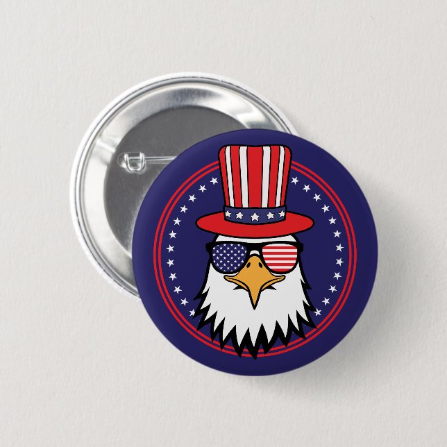 USA 250th 4th of July Patriotic Eagle  Button (Front & Back)