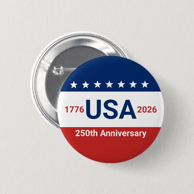 USA 250th Anniversary 1776 2026 4th of July Button (Front & Back)