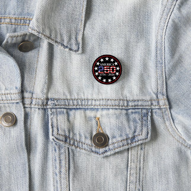 USA 250th Anniversary 1776-2026 American Flag Button (In Situ)