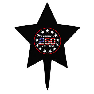USA 250th Anniversary 1776-2026 American Flag Cake Topper
