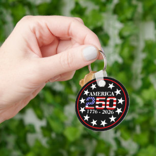 USA 250th Anniversary 1776-2026 American Flag Keychain