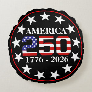 USA 250th Anniversary 1776-2026 American Flag Round Pillow