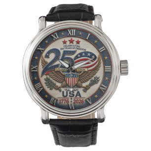 USA 250th Anniversary 1776–2026 Patriotic Bald Watch