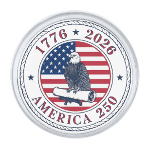 USA 250th Anniversary 1776-2026 Silver Finish Lapel Pin