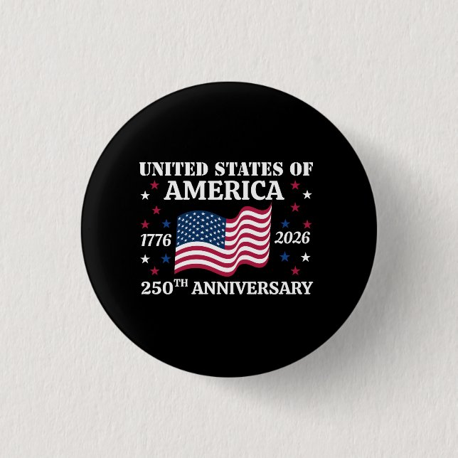 USA 250th Anniversary 4th Of July Button (Front)