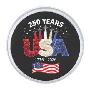 Usa 250th Anniversary American Flag 250 Years Silver Finish Lapel Pin