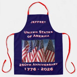 USA 250th Anniversary American Flags Patriotic Apron