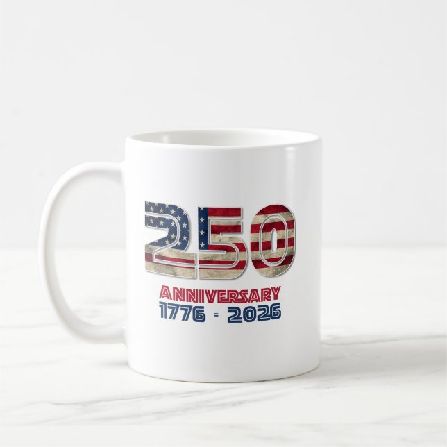 USA 250th Anniversary American Patriotic Gift Coffee Mug (Left)