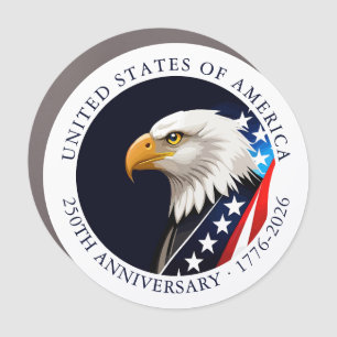 USA 250th Anniversary Bald Eagle Patriotic Flag Car Magnet