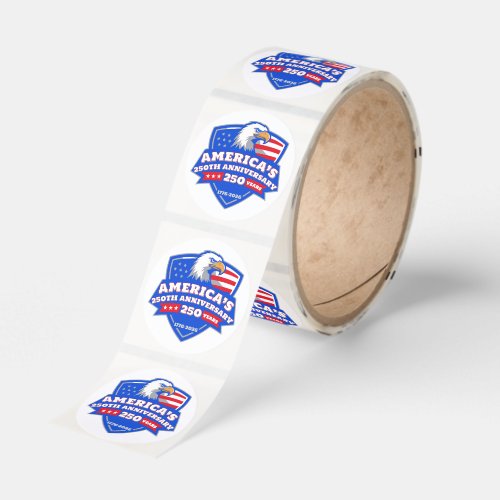 USA 250th Anniversary Bald Eagle Shield Emblem Classic Round Sticker USA 250th Anniversary Bald Eagle Shield Emblem Classic Round Sticker