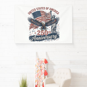 USA 250th Anniversary Bald Eagle Statue of Liberty Banner
