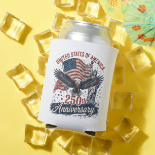 USA 250th Anniversary Bald Eagle Statue of Liberty Can Cooler