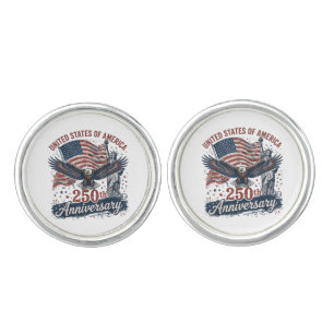 USA 250th Anniversary Bald Eagle Statue of Liberty Cufflinks