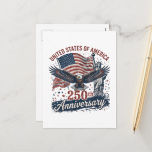 USA 250th Anniversary Bald Eagle Statue of Liberty Holiday Postcard