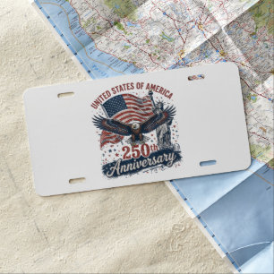 USA 250th Anniversary Bald Eagle Statue of Liberty License Plate
