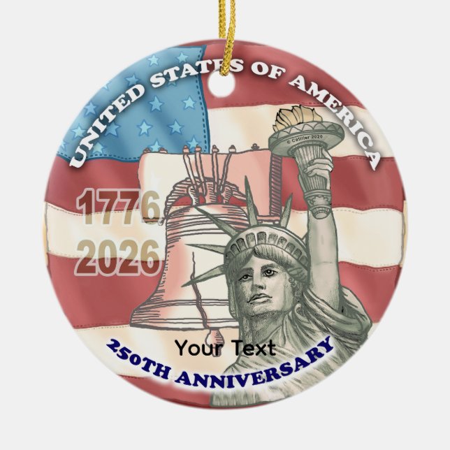 USA 250th anniversary  Ceramic Ornament (Front)