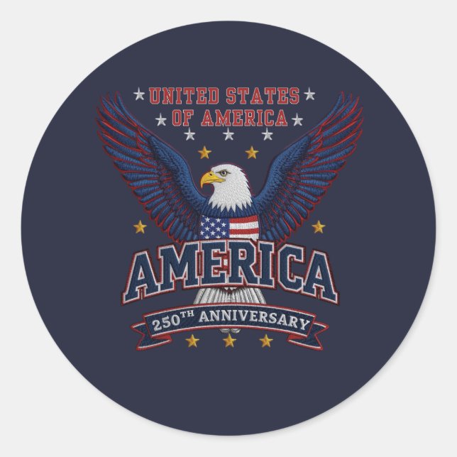 USA 250th Anniversary Classic Round Sticker (Front)