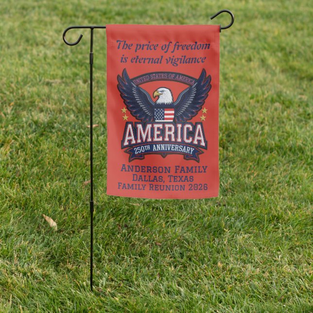 USA 250th Anniversary Custom Patriotic Garden Flag (In SItu)