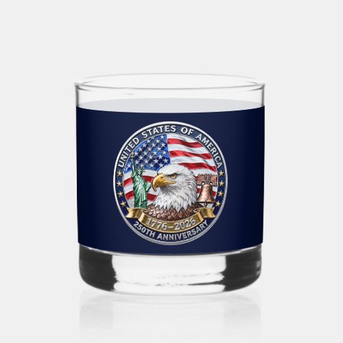 USA 250th Anniversary Emblem  Whiskey Glass
