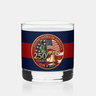 USA 250th Anniversary Emblem  Whiskey Glass