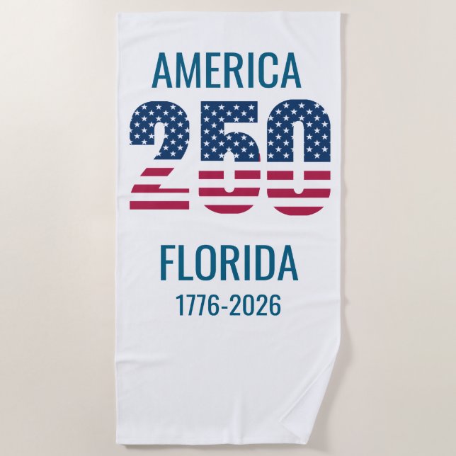USA 250th Anniversary Florida Stars Stripes Beach  Beach Towel (Front)