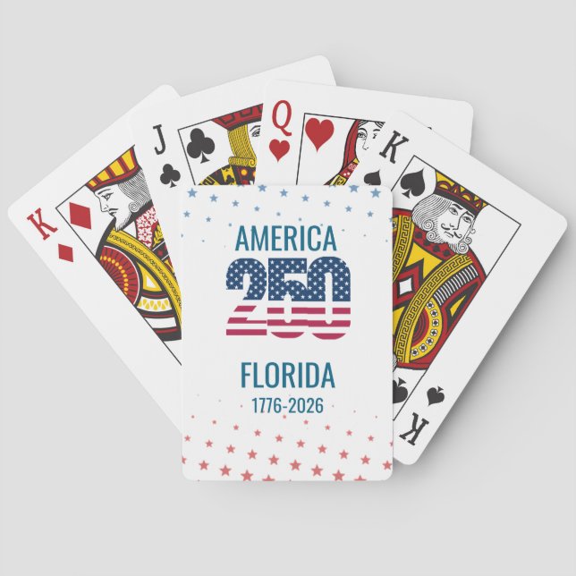USA 250th Anniversary Florida Stars Stripes Beach  Poker Cards (Back)