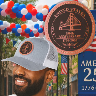 USA 250th Anniversary Golden Gate Commemorative Leather Patch Hat