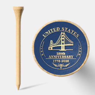 USA 250th Anniversary Golden Gate Gold design  Golf Tees
