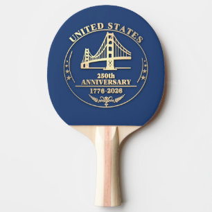 USA 250th Anniversary Golden Gate Gold design  Ping Pong Paddle
