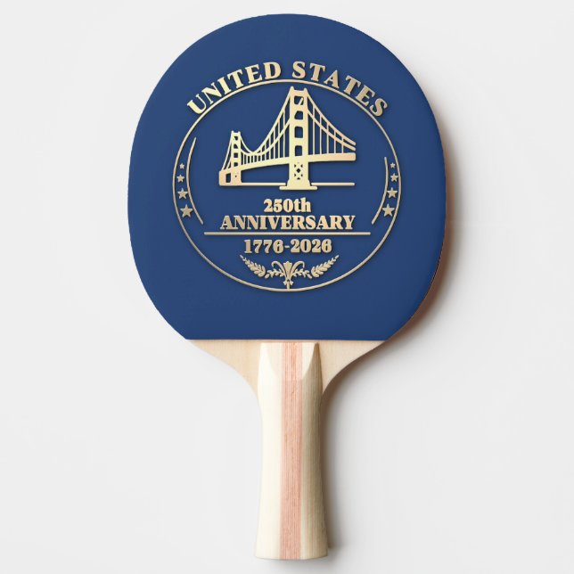 USA 250th Anniversary Golden Gate Gold design  Ping Pong Paddle (Front)
