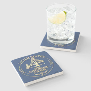 USA 250th Anniversary Golden Gate Gold design Stone Coaster
