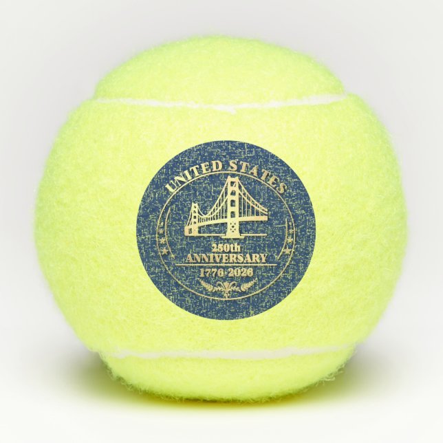 USA 250th Anniversary Golden Gate Gold design  Tennis Balls (Front)