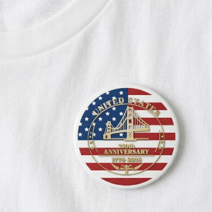 USA 250th Anniversary Golden Gate Patriotic Flag Button