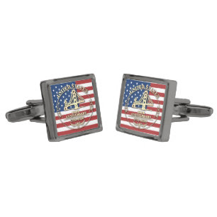 USA 250th Anniversary Golden Gate Patriotic Flag  Cufflinks