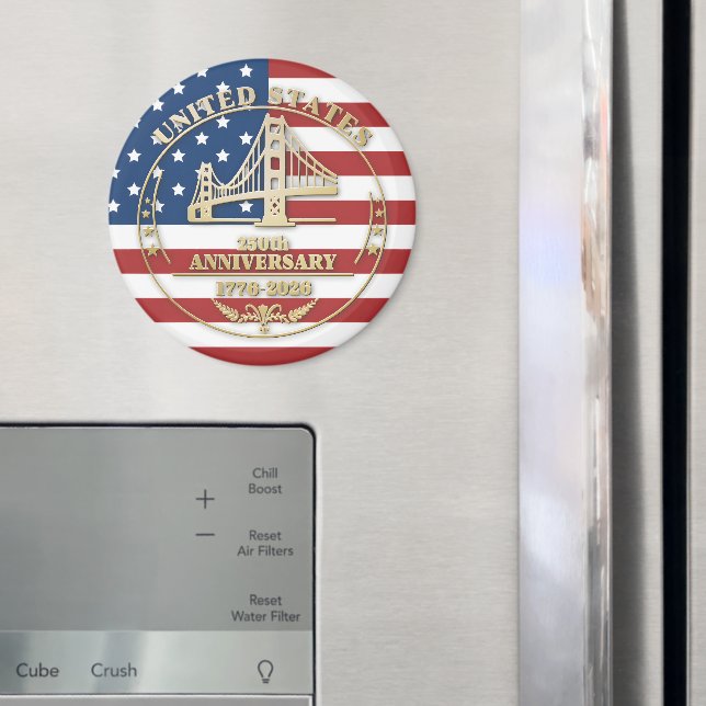 USA 250th Anniversary Golden Gate Patriotic Flag  Magnet (In Situ (Fridge))