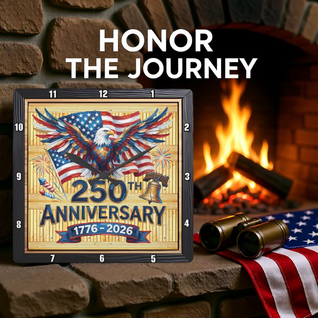 USA 250th Anniversary Heritage Eagle Square Wall Clock (Creator Uploaded)