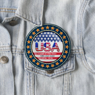 USA 250th Anniversary I Patriotic 1776-2026  Button