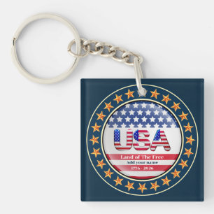 USA 250th Anniversary I Patriotic 1776-2026 Keycha Keychain