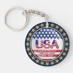 USA 250th Anniversary I Patriotic 1776-2026 Keycha Keychain