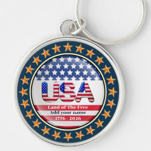 USA 250th Anniversary I Patriotic 1776-2026 Keycha Keychain