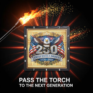 USA 250th Anniversary Liberty Eagle Square Wall Clock