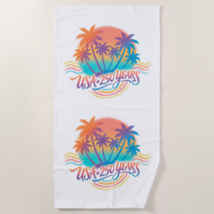 USA 250th anniversary Palm Trees  Beach Towel