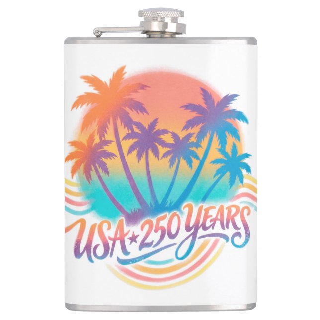 USA 250th anniversary Palm Trees  Flask (Front)