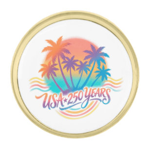 USA 250th anniversary Palm Trees Gold Finish Lapel Pin