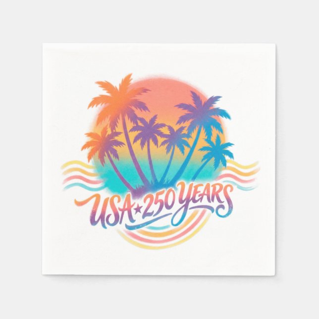 USA 250th anniversary Palm Trees  Napkins (Front)