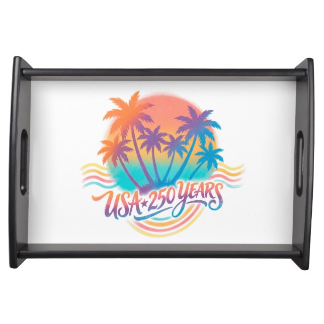 USA 250th anniversary Palm Trees  Serving Tray (Front)