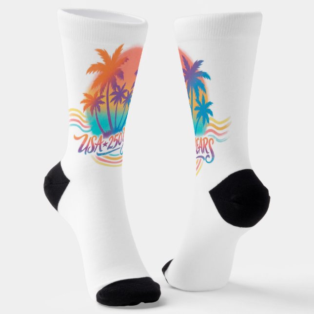 USA 250th anniversary Palm Trees  Socks (Angled)