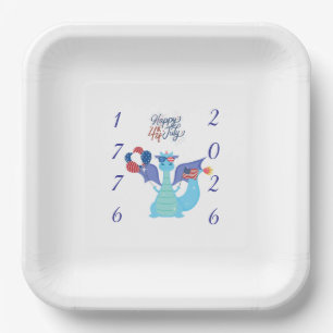 USA 250th Anniversary Party Dragon 2026 Paper Plates