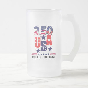 Usa 250th anniversary patriotic 4th of July Frosted Glass Beer Mug