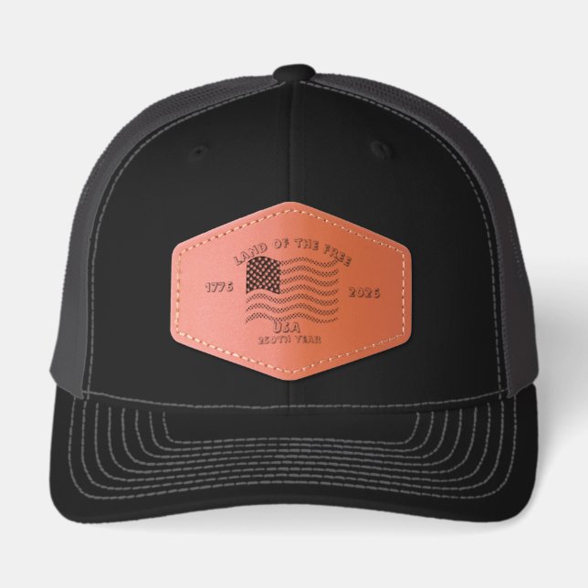 Usa 250th anniversary patriotic 4th of July  Leather Patch Hat (Front)